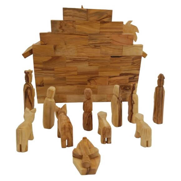 Nativity set Music Box of Carved Bethlehem Olive Wood National Geographic Origin - Picture 13 of 16